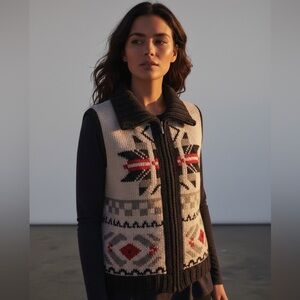 Cowichan RARE Handmade Heavy Knit Zip Sweater Vest Wool Women’s L